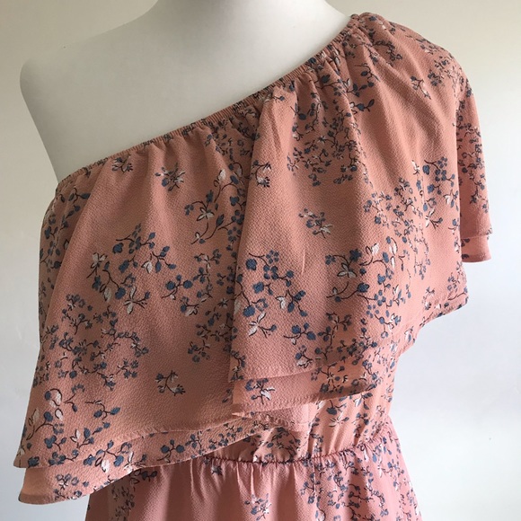 Pink Floral One-Shoulder Ruffle Dress - Picture 4 of 7